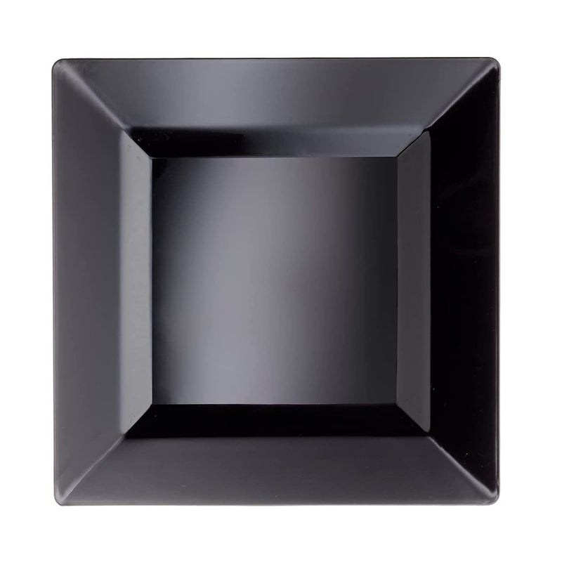 Party Essentials Party Supplies Disposable Classic Square Plastic Plates For Wedding/All Occasions, 6.5", 70-Count, Black - Image 1